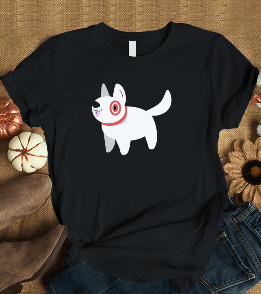 Bullseye Dog with Red Collar and Target Eye T-Shirt