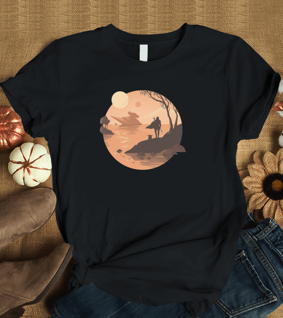 Mandalorian And Co Desert Silhouette Scene T-Shirt