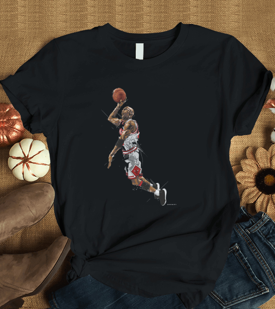 Michael Jordan Iconic Dunk Art Chicago Basketball Legend T-Shirt