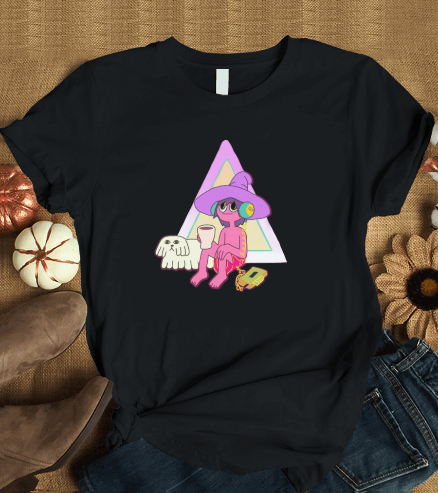 The Midnight Gospel Trippy Cartoon Wizard and Cute Pet with Colorful Triangle T-Shirt