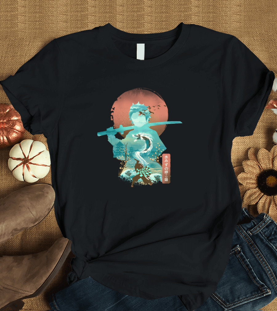 Demon Slayer Ukiyo E Breath Of Water Japanese Kanji T-Shirt
