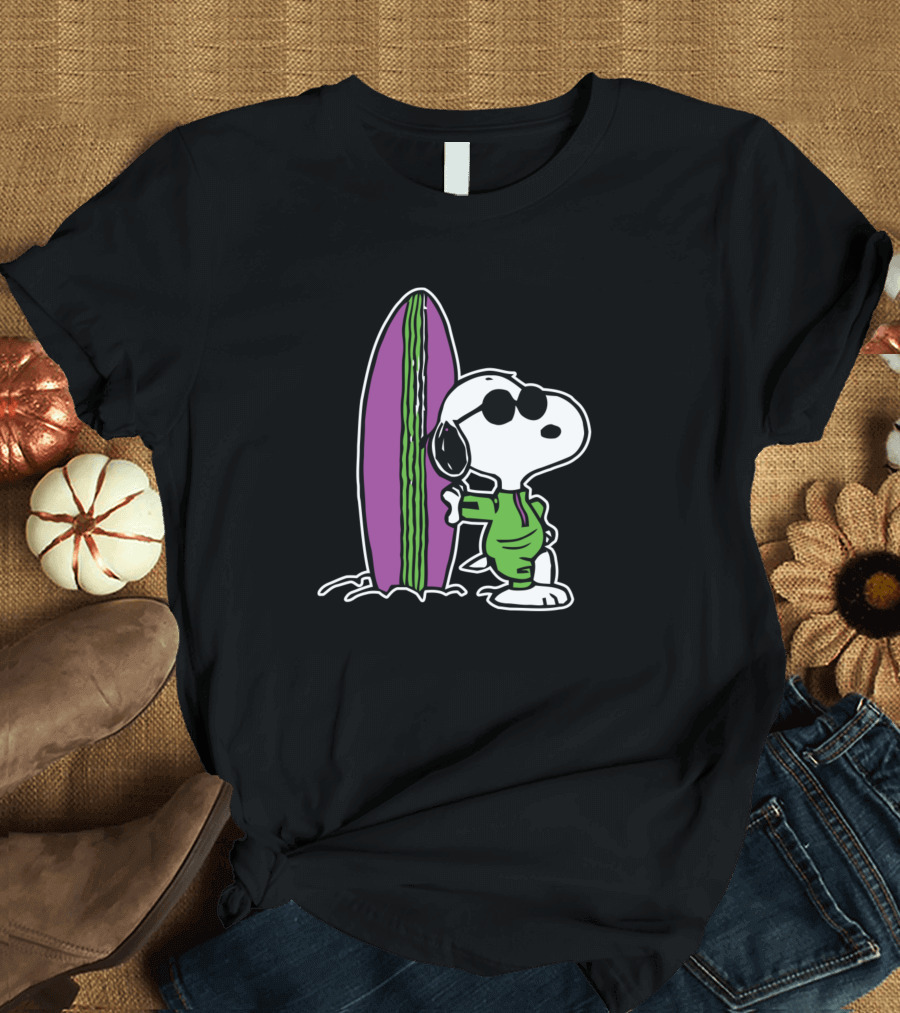 Snoopy Surfing Cool Surfer Pup in Shades T-Shirt