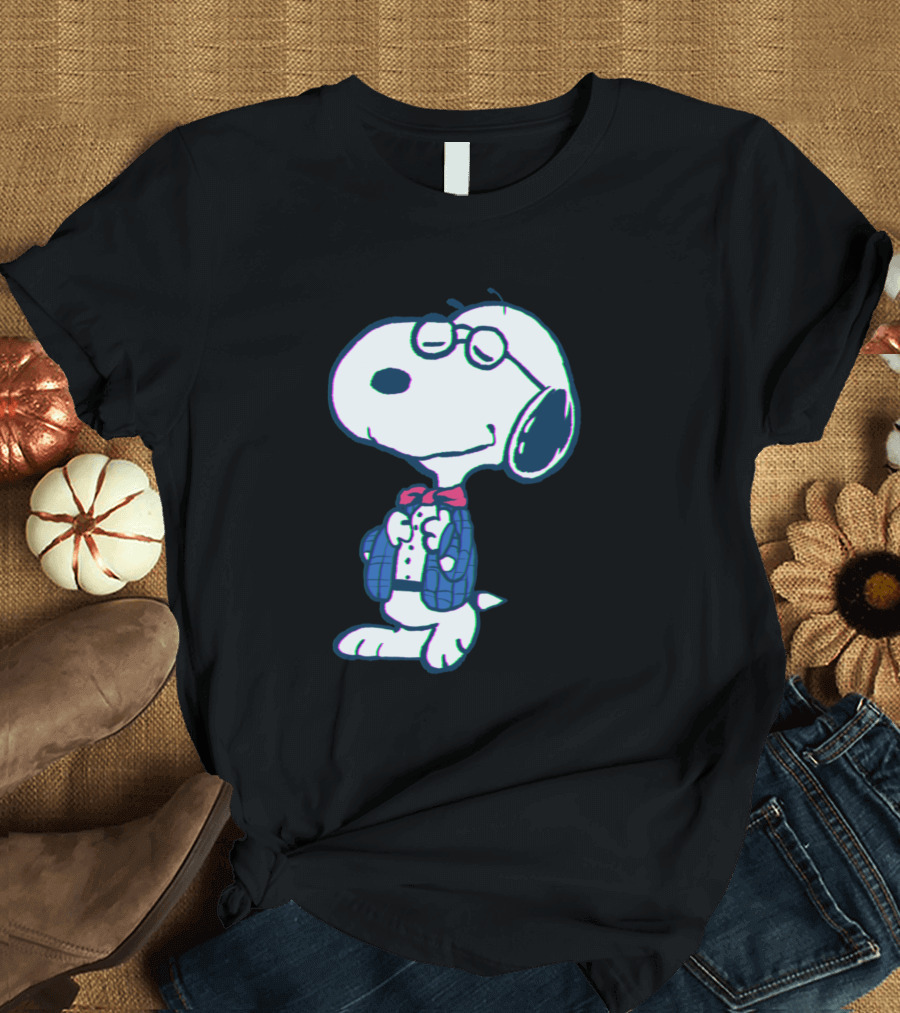 Snoopy Joe Preppy Peanuts Character in Glasses and Bow Tie T-Shirt