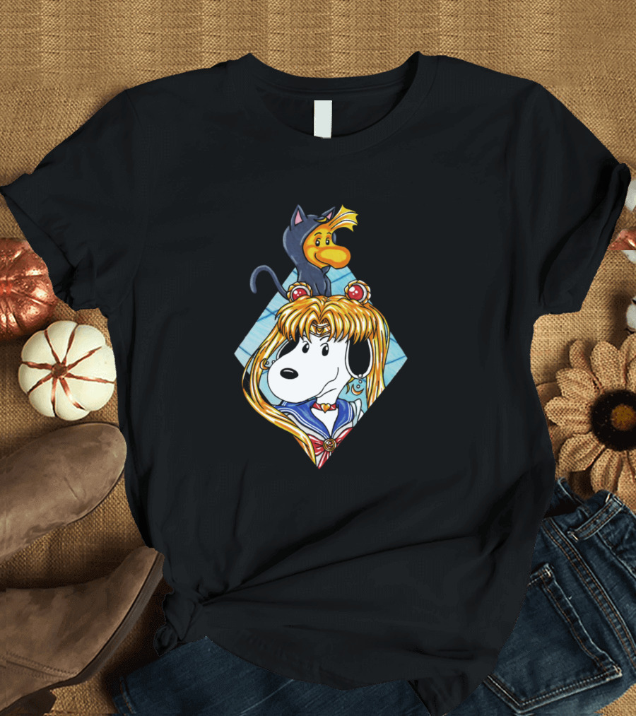 Sailor Moon Snoopy Woodstock Costume Crossover T-Shirt