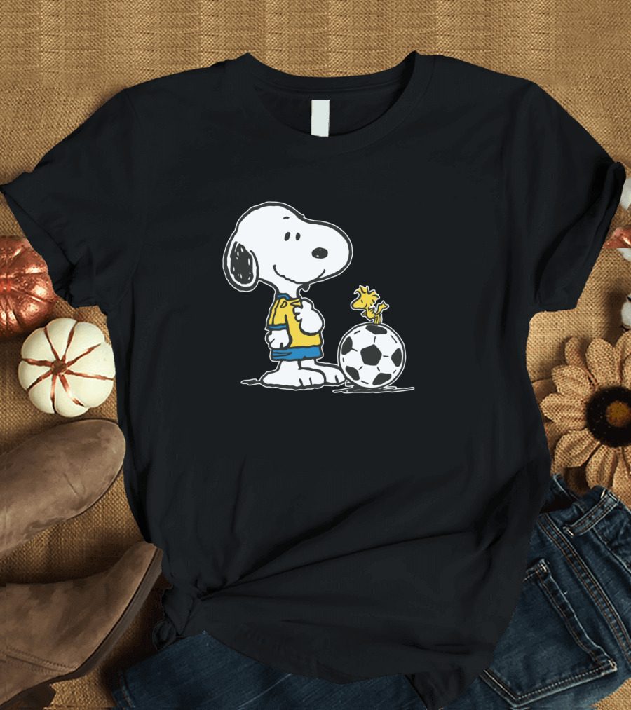 Snoopy and Woodstock with Soccer Ball T-Shirt