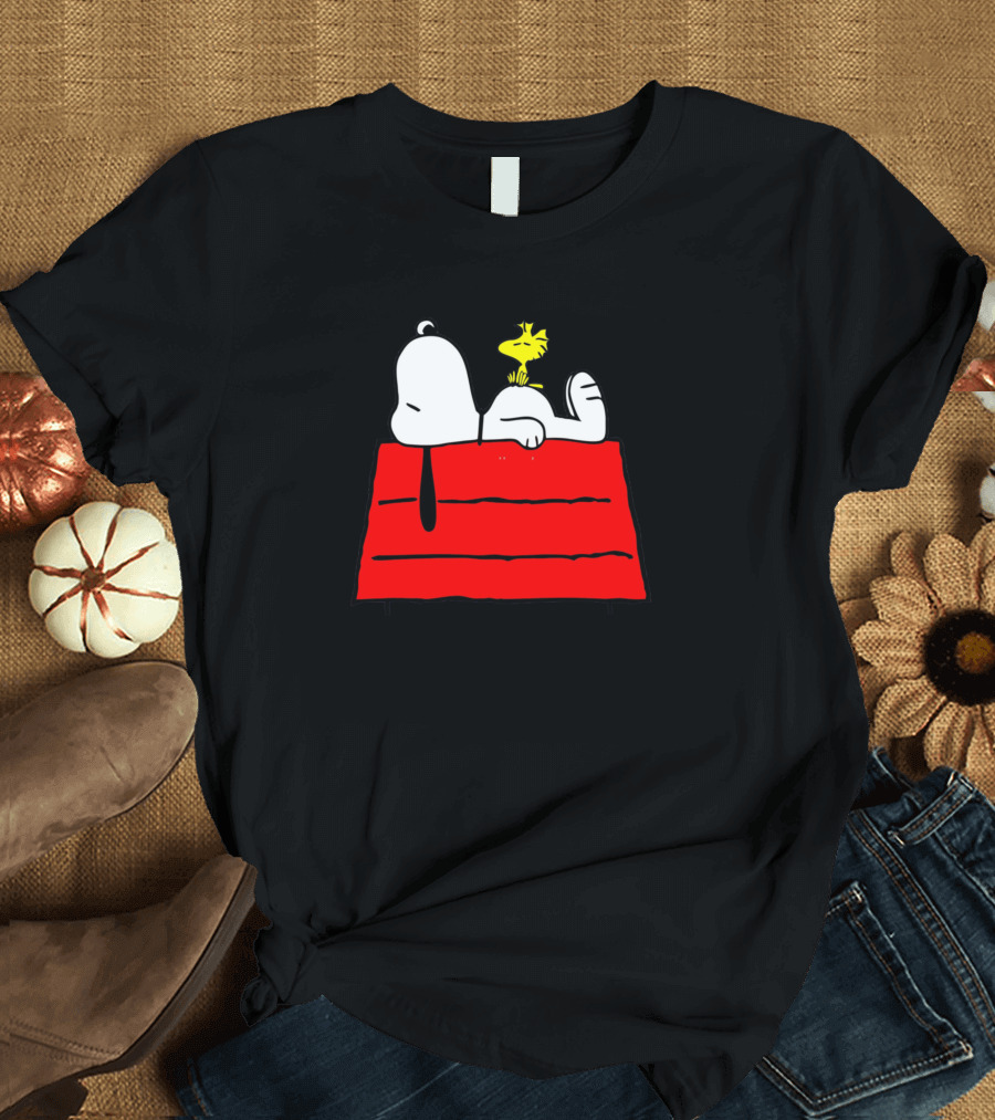 Snoopy Chill Out with Woodstock on Doghouse T-Shirt