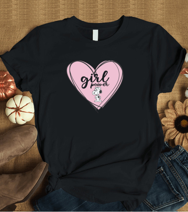 T-Shirt: Girl Power Snoopy Pink Heart T-Shirt Girl Power Snoopy Pink Heart T-Shirt