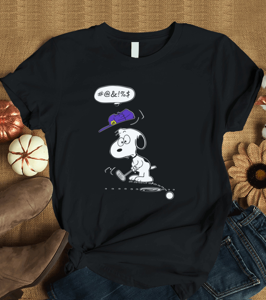 Snoopy Golfer Frustration with Purple Hat T-Shirt