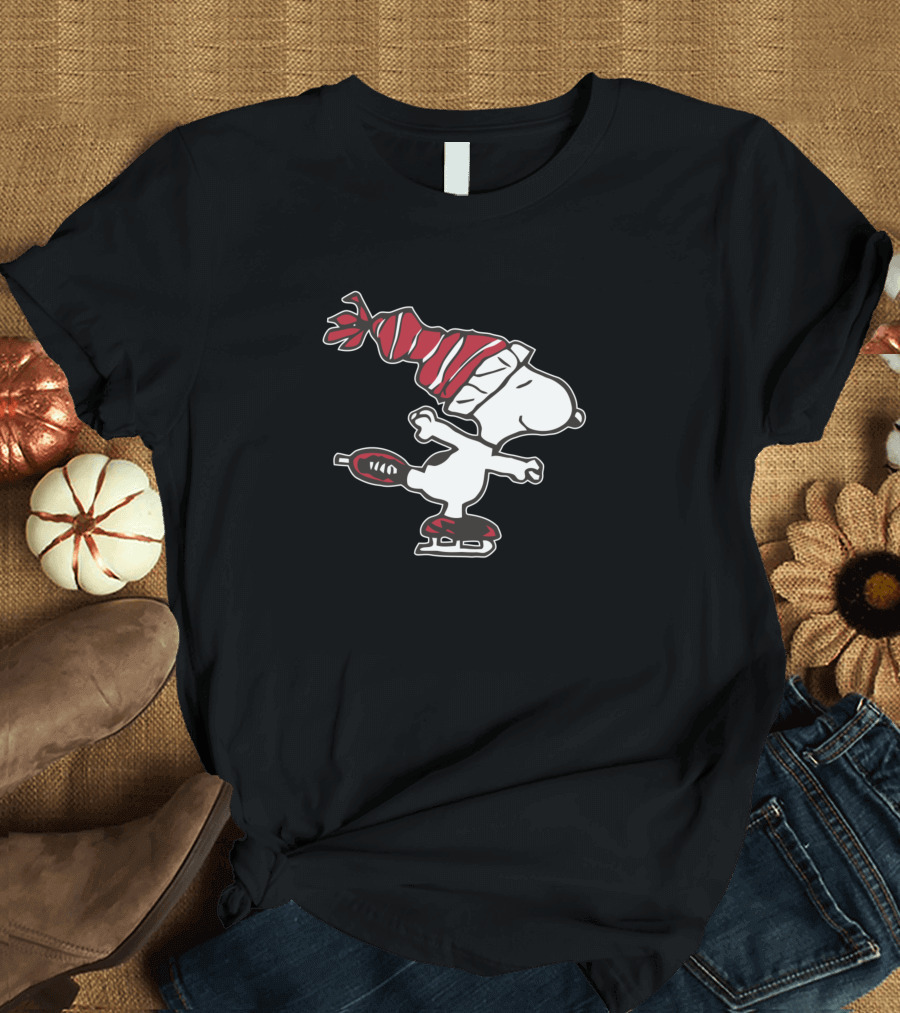Snoopy Ice Skating Winter Hat T-Shirt