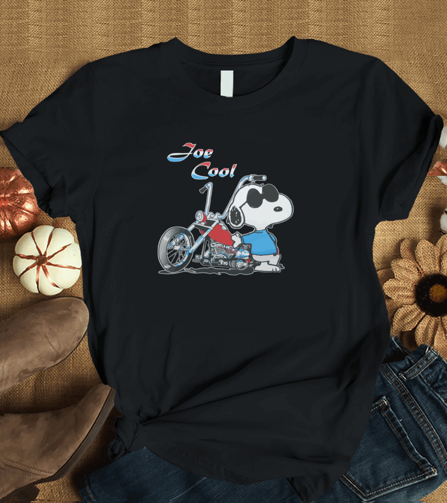 Snoopy Joe Cool Motor Bikes Peanuts Snoopy with Motorcycle T-Shirt