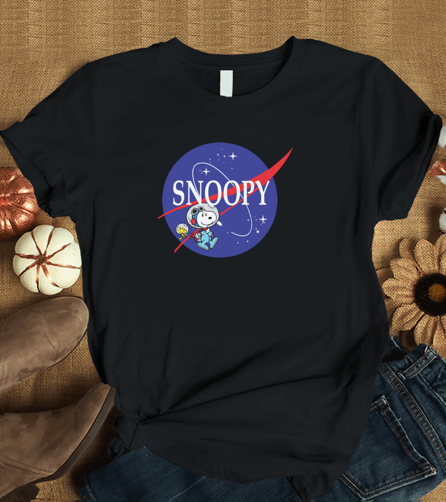 Snoopy NASA Astronaut with Woodstock Walking in Space T-Shirt