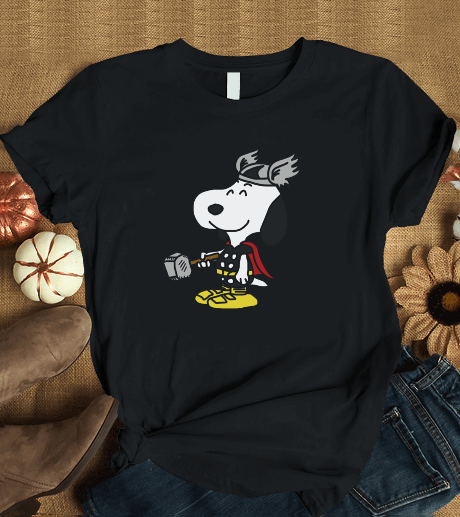 Thor Mjolnir Snoopy Helmet Cape T-Shirt