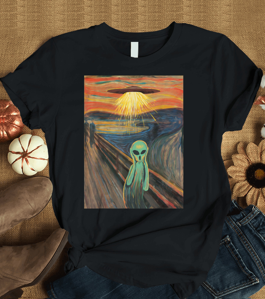 Alien Scream Munch UFO Painting T-Shirt