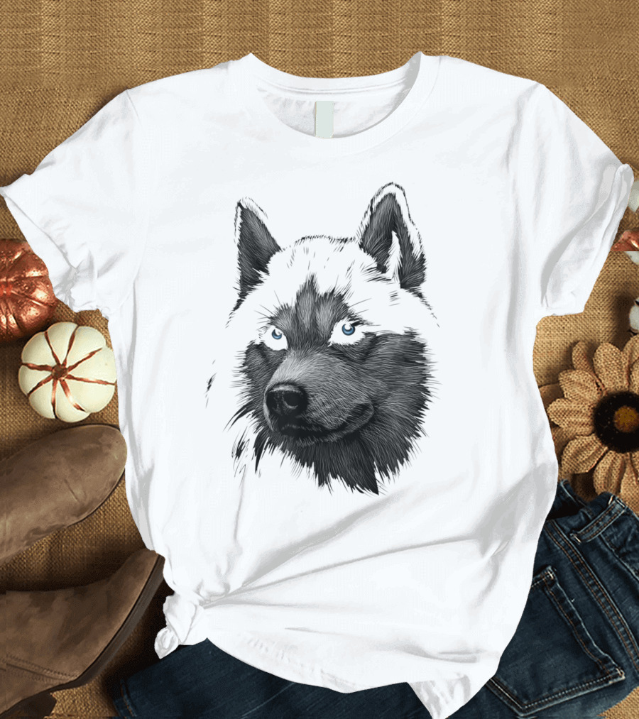 Classic Siberian Husky Lover Blue-Eyed Canine T-Shirt