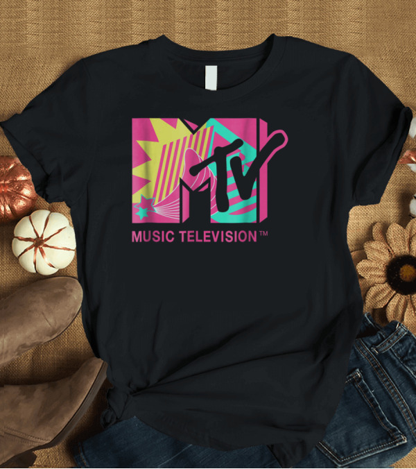 T-Shirt: MTV Music Television Pink and Teal Retro T-Shirt MTV Music Television Pink and Teal Retro T-Shirt