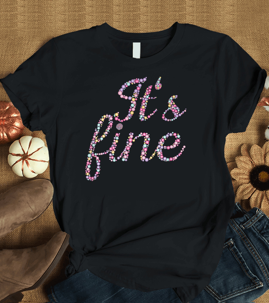 Classic Vintage It's Fine Pastel Beaded T-Shirt