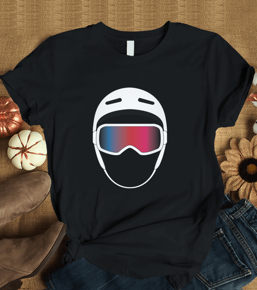 Snowboard Helmet and Goggles Icon with Gradient Lens T-Shirt
