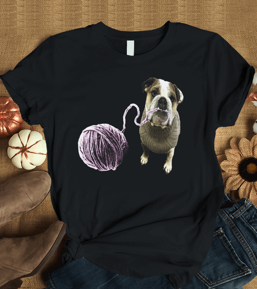 The Yarn Bully Bulldog with Yarn Ball T-Shirt