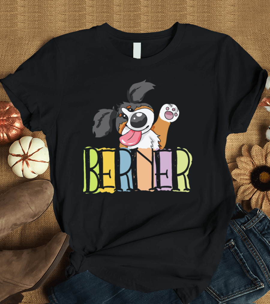 Berner Sennenhund Happy Bernese Mountain Dog Puppy Cute Cartoon T-Shirt