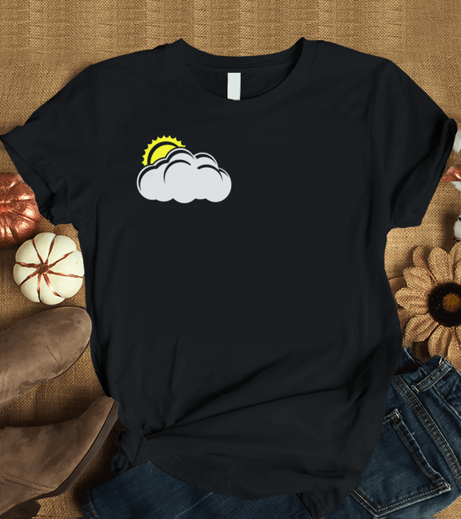 Golfers Swinging with Mountain Peaks and Sunlit Clouds T-Shirt