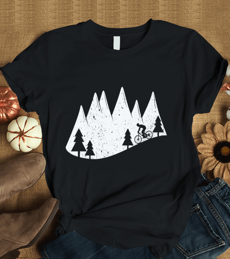 Mountain Bike Trail Adventure Cycling in Forested Mountains T-Shirt