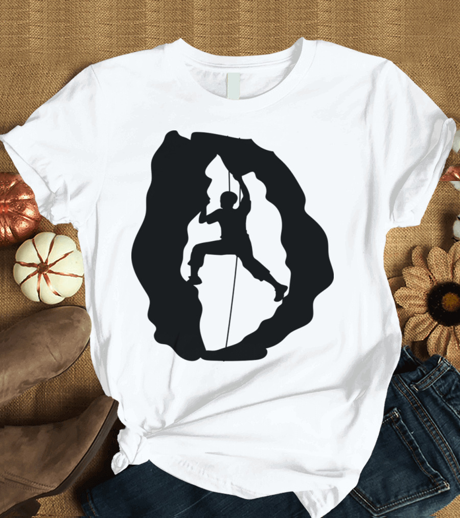 Wall Mountaineer Climb Mountains High Sport Hobby Silhouette Adventure T-Shirt
