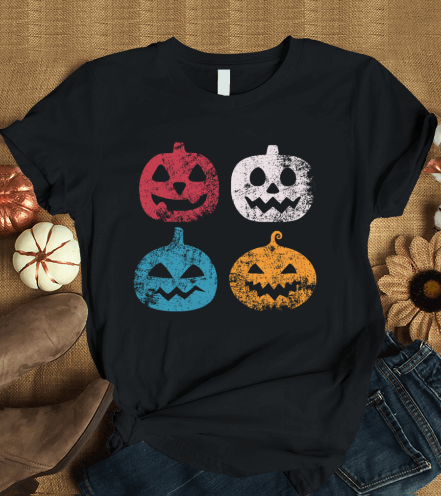 Classic Distressed Pumpkin Faces T-Shirt