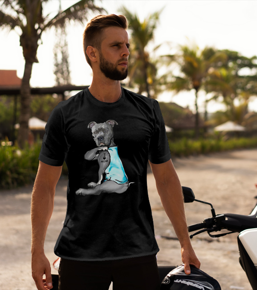 I Love Mom Pit Bull Tattoo T-Shirt