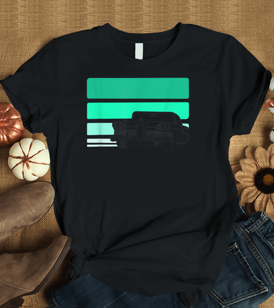 Classic American Muscle Land Yacht Club Retro Edsel Silhouette Stripes T-Shirt
