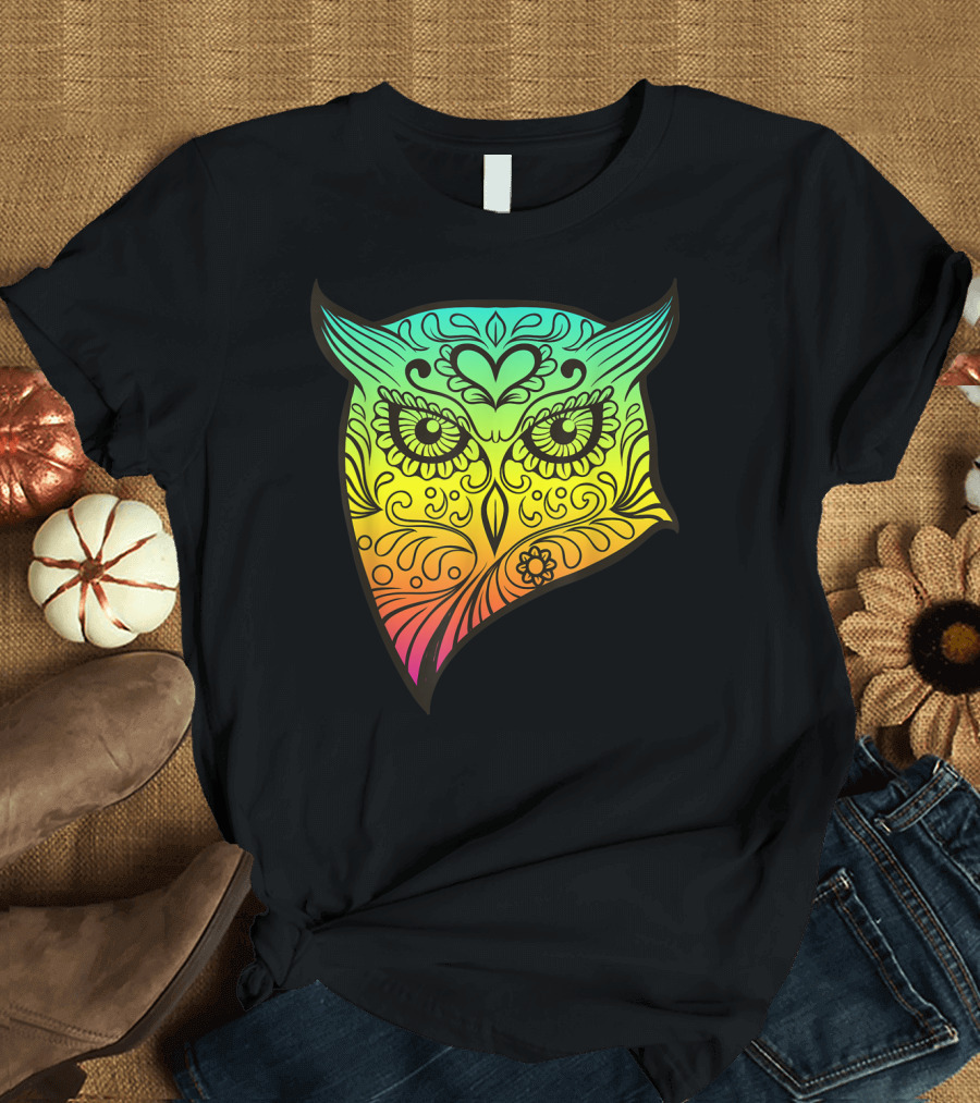 Day Of The Dead Techno Trance EDM Club Owl Psychedelic T-Shirt