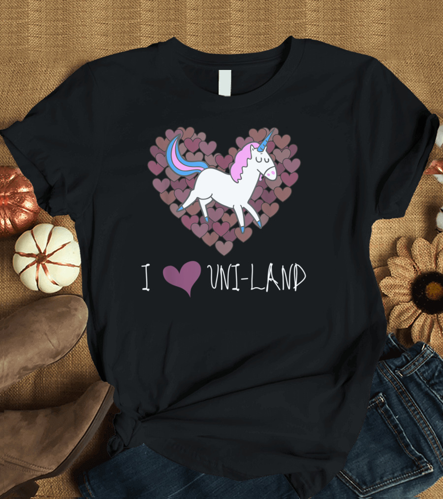 I Love Uni-Land Unicorn Hearts T-Shirt