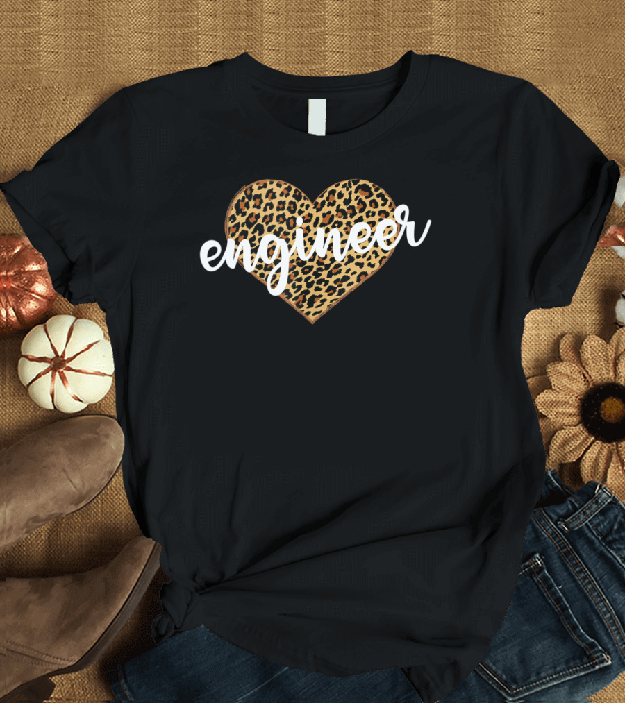 Engineer Leopard Print Heart T-Shirt