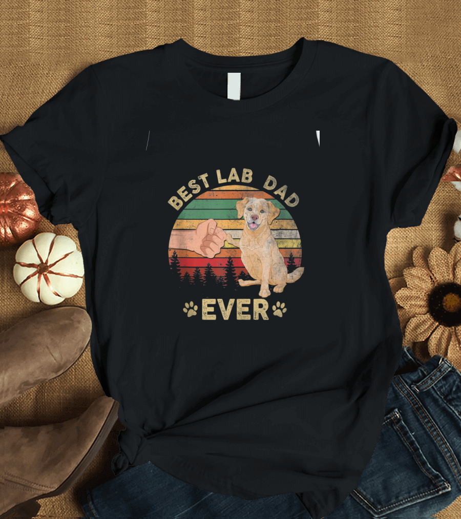 Best Lab Dad Ever Vintage Sunrise Labradors T-Shirt