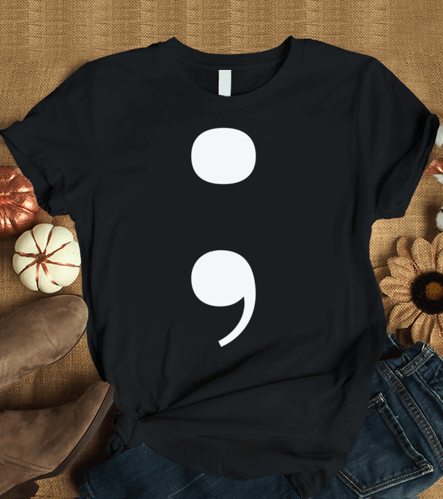 Suicide Prevention Semicolon Simple Desi T-Shirt