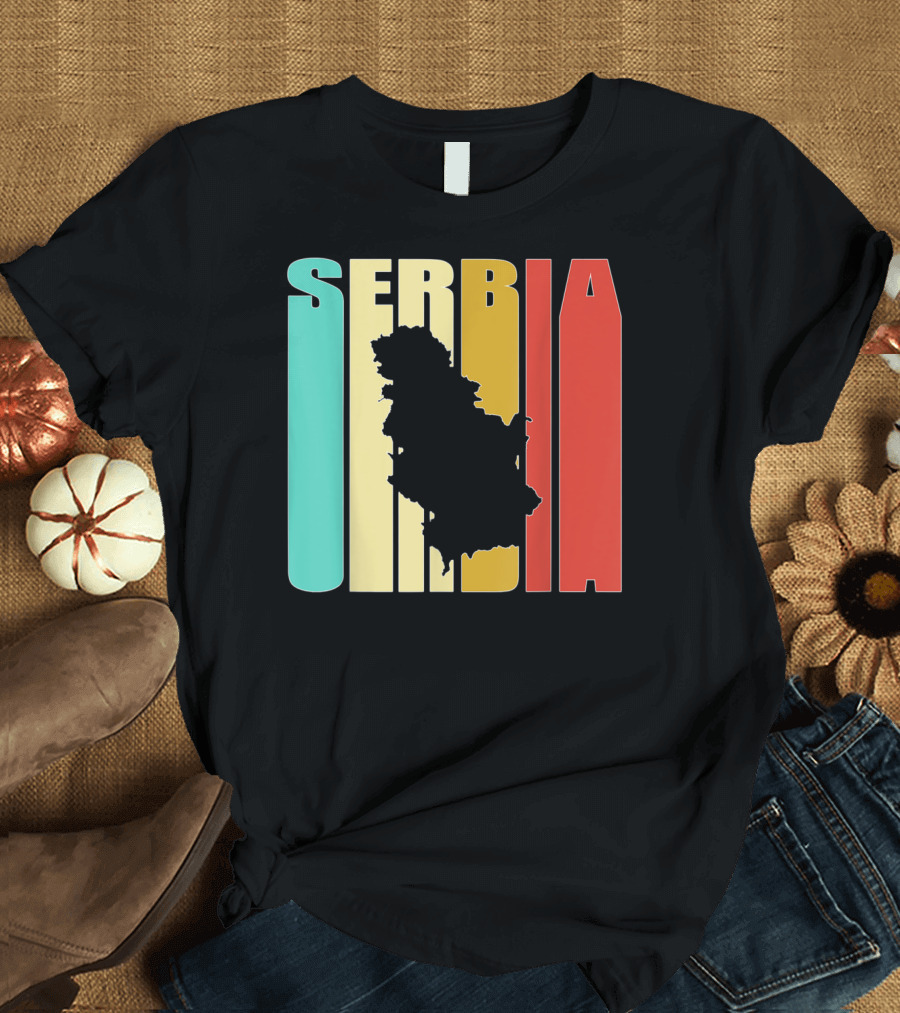 Serbia Retro Map Silhouette Vintage Series T-Shirt
