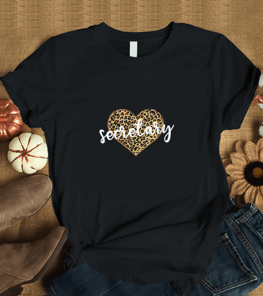 Secretary Leopard Print Heart T-Shirt