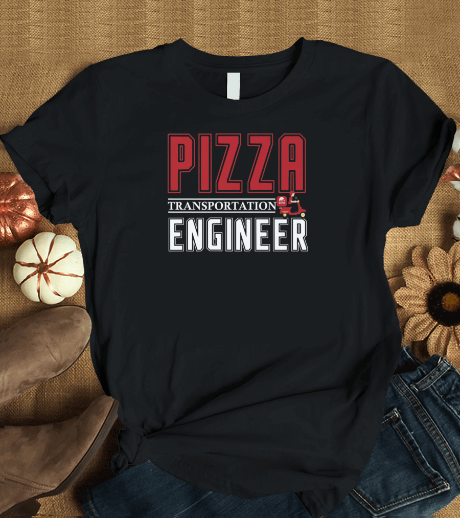 Pizza Transportation Engineer Pizza Deli Scooter Delivery T-Shirt