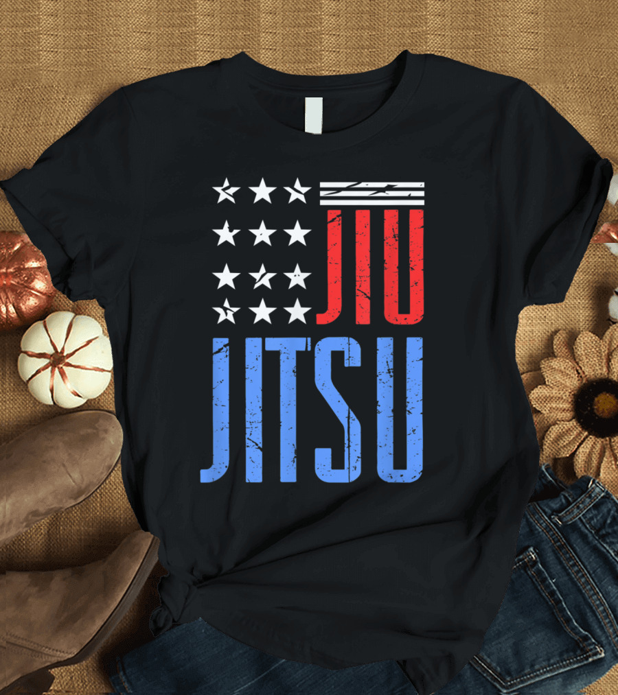 Jiu Jitsu American Flag Stars Stripes T-Shirt