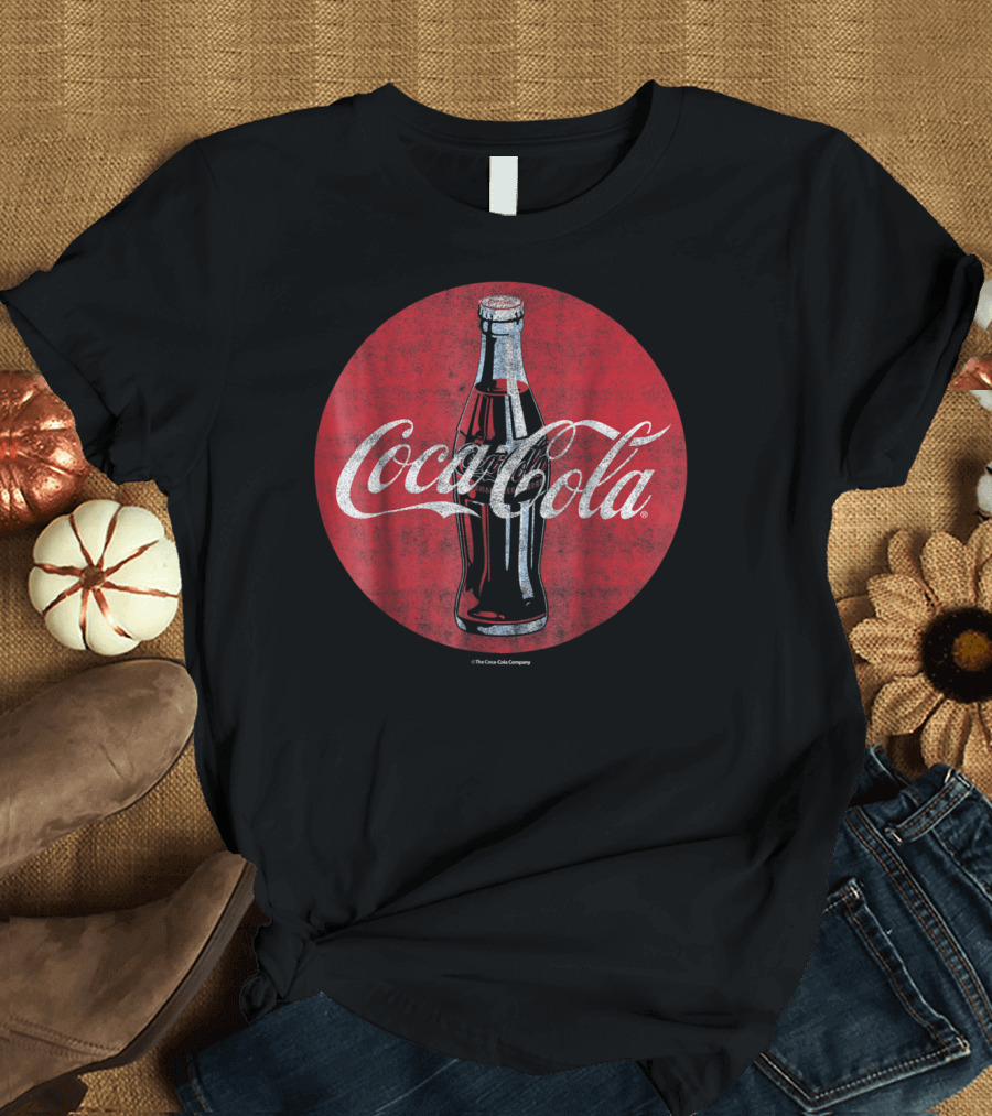 Coca Cola Distressed Bottle Red Disc T-Shirt