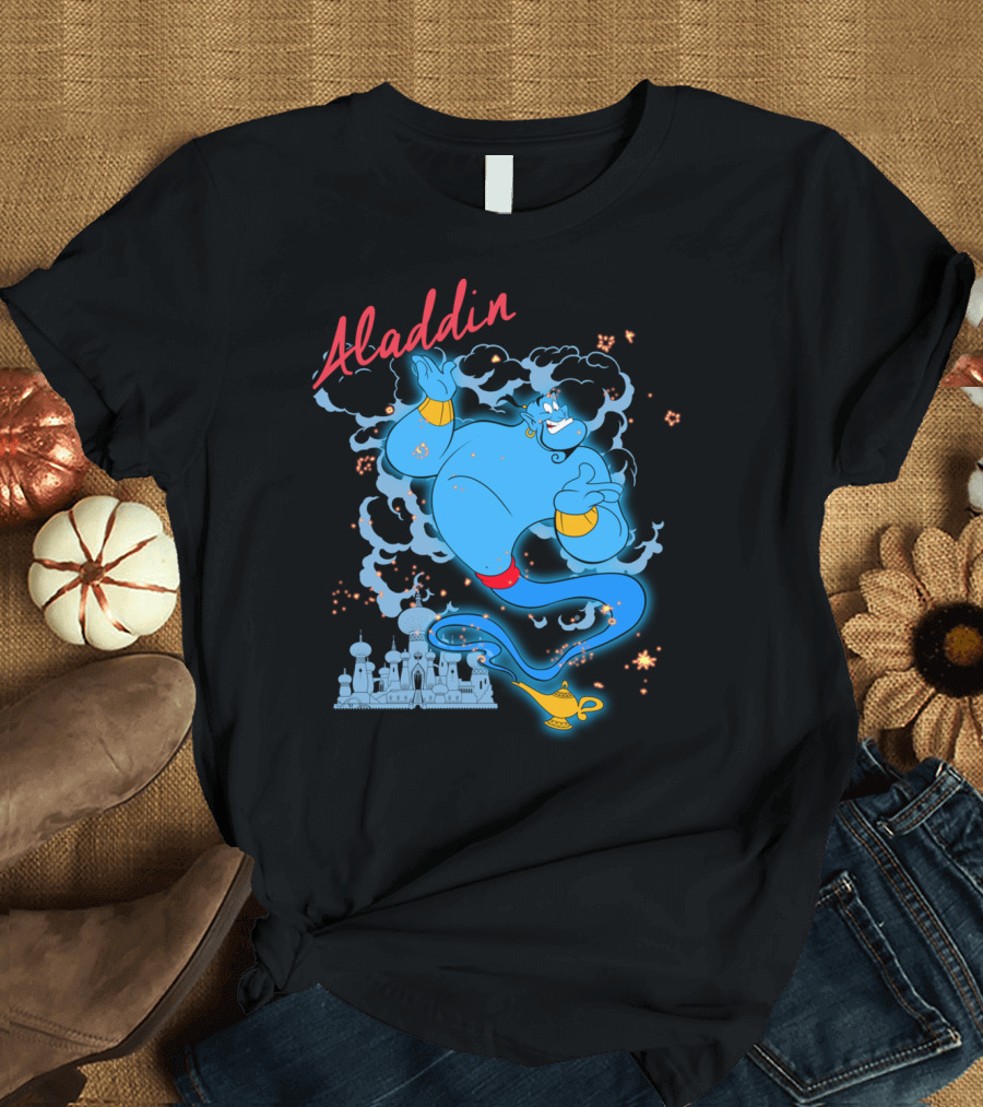 Aladdin Genie Smoke Sparkle Disney Movie Scene Magic Lamp T-Shirt