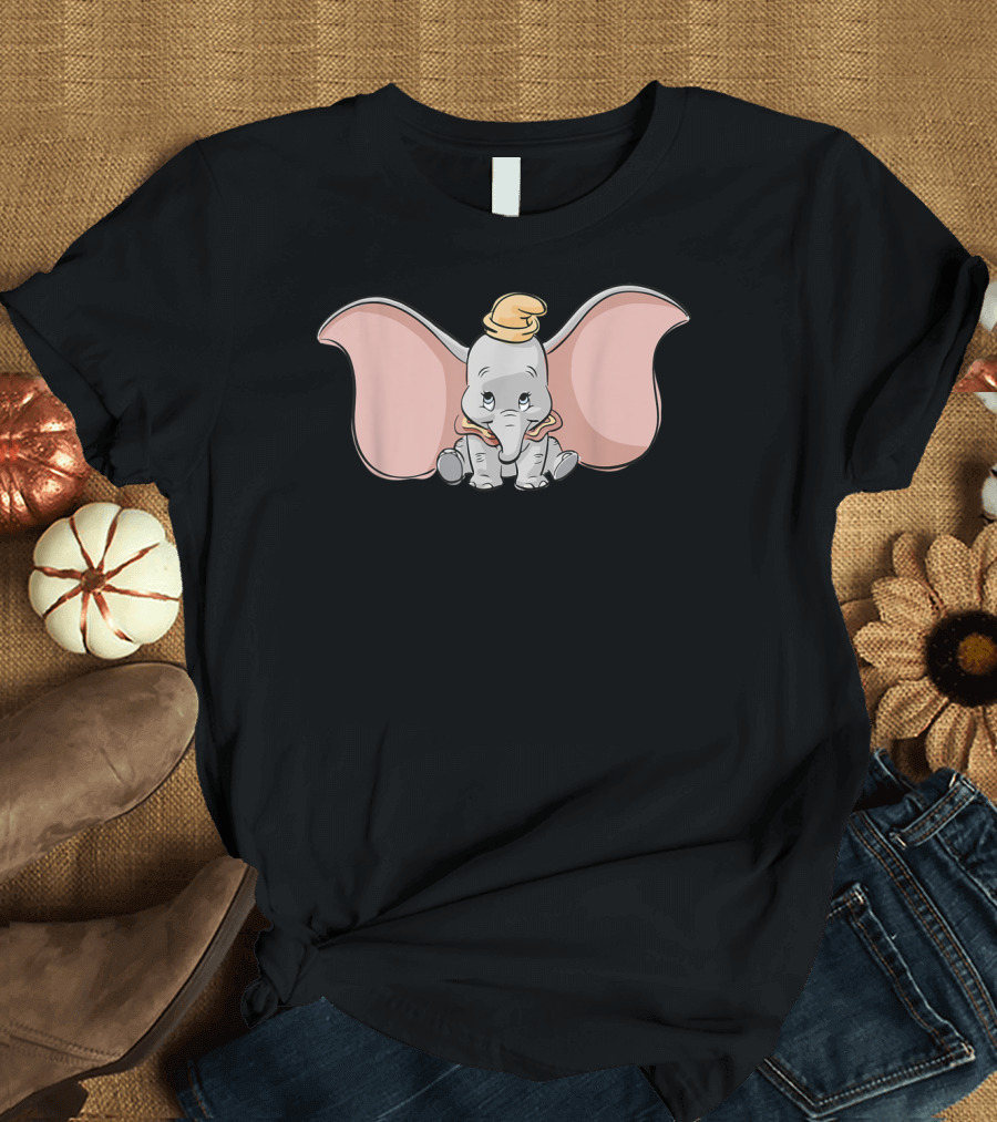 Disney Classic Dumbo Cute Baby Elephant Sitting with Hat T-Shirt