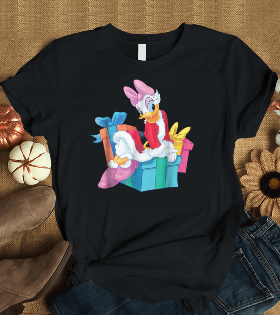 Disney Daisy Duck Christmas Santa Outfit with Colorful Presents T-Shirt