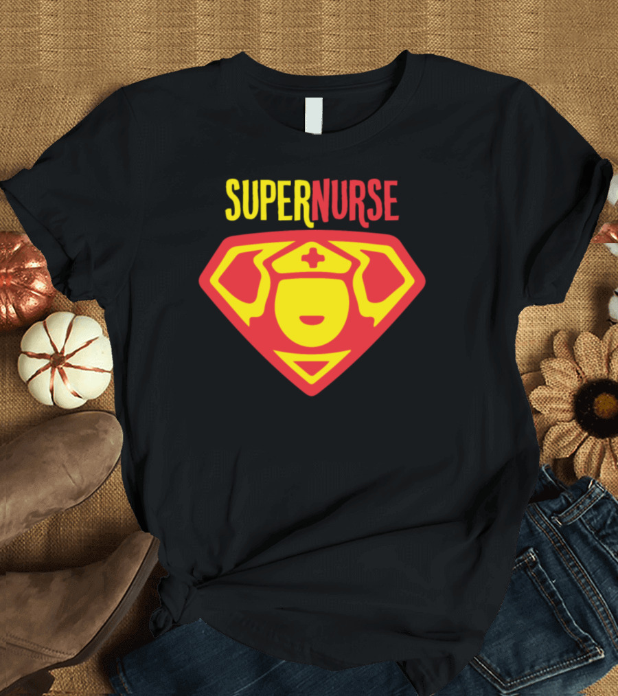 Super Nurse Badge with Red and Yellow Emblem T-Shirt
