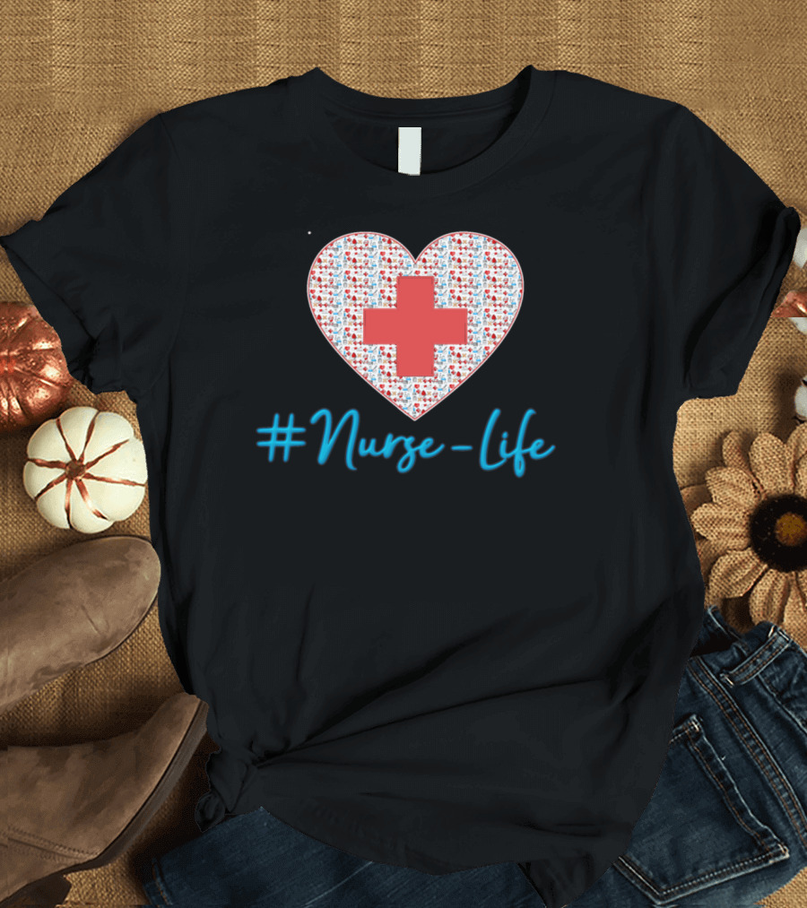 Nurse-Life Heart with Red Cross T-Shirt