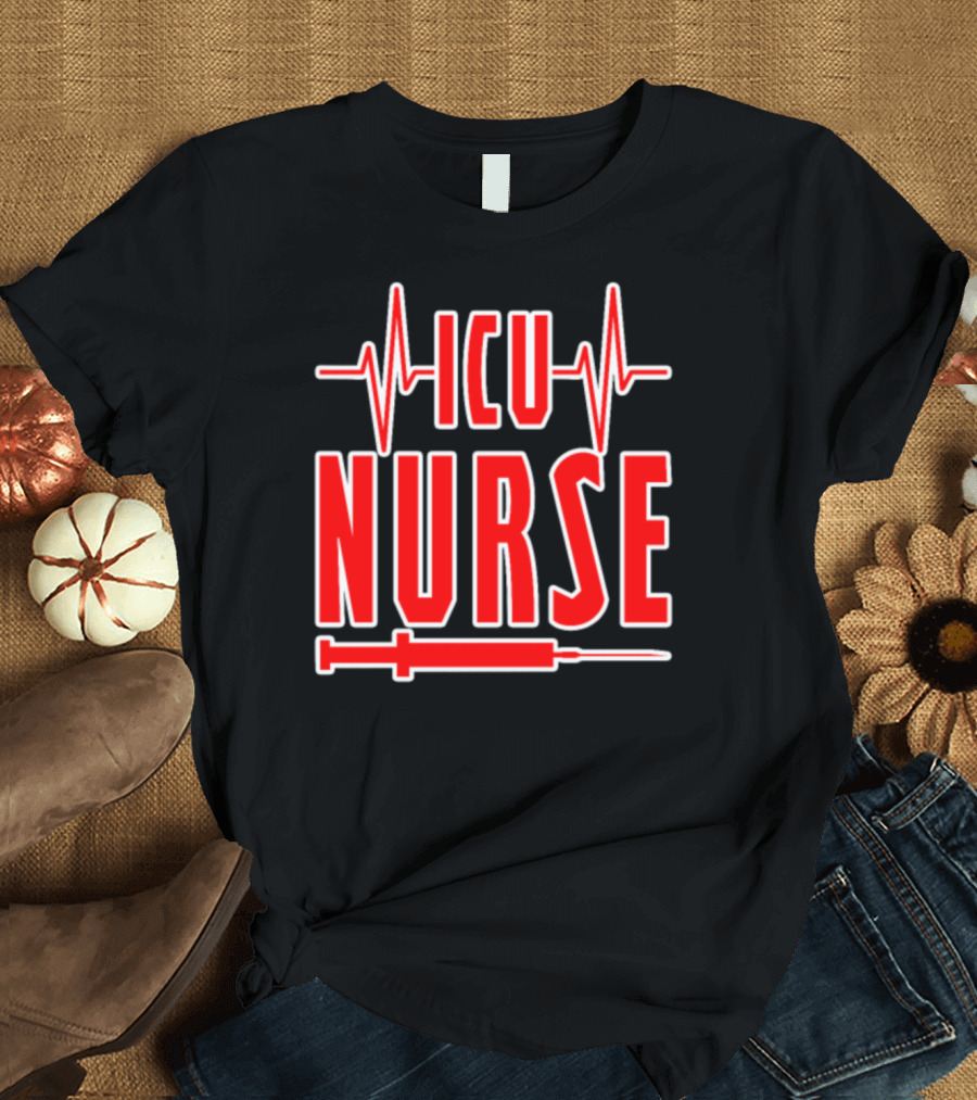 ICU Nurse EKG Heartbeat Syringe T-Shirt
