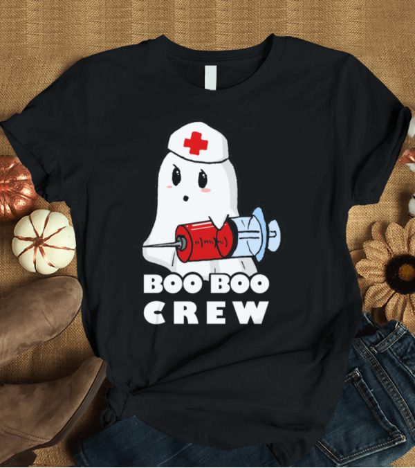 T-Shirt: Boo Boo Crew Nurse Ghost with Syringe Cute Halloween T-Shirt Boo Boo Crew Nurse Ghost with Syringe Cute Halloween T-Shirt