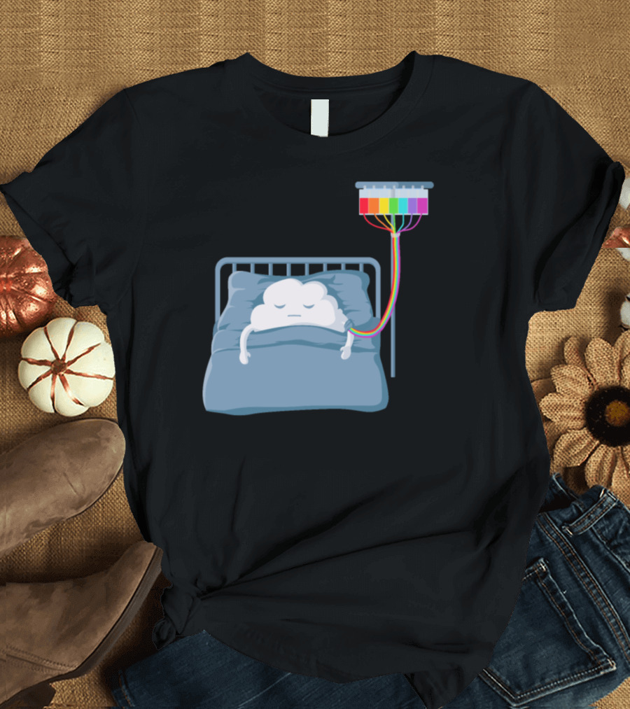 Cloud Infusion with Rainbow Colors in Bed T-Shirt
