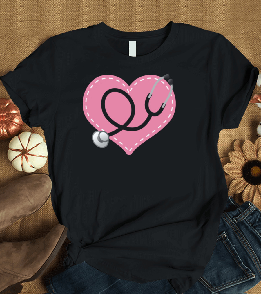 Hospice Nurse Appreciation Heart Stethoscope T-Shirt