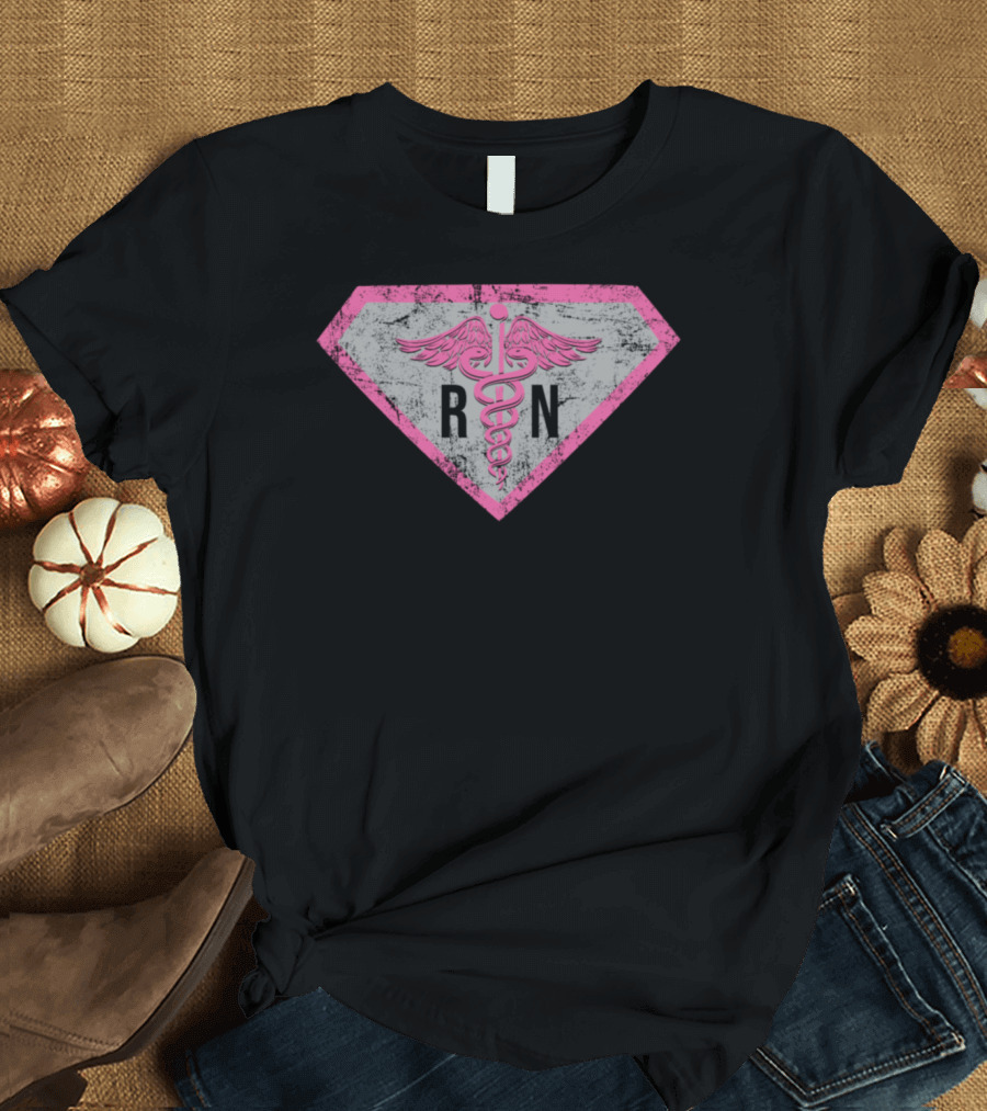 Superhero RN Caduceus Pink Shield T-Shirt