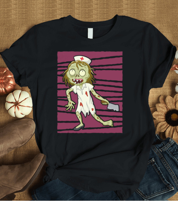 T-Shirt: Halloween Horror Nights Zombie Nurse with Cleaver T-Shirt Halloween Horror Nights Zombie Nurse with Cleaver T-Shirt